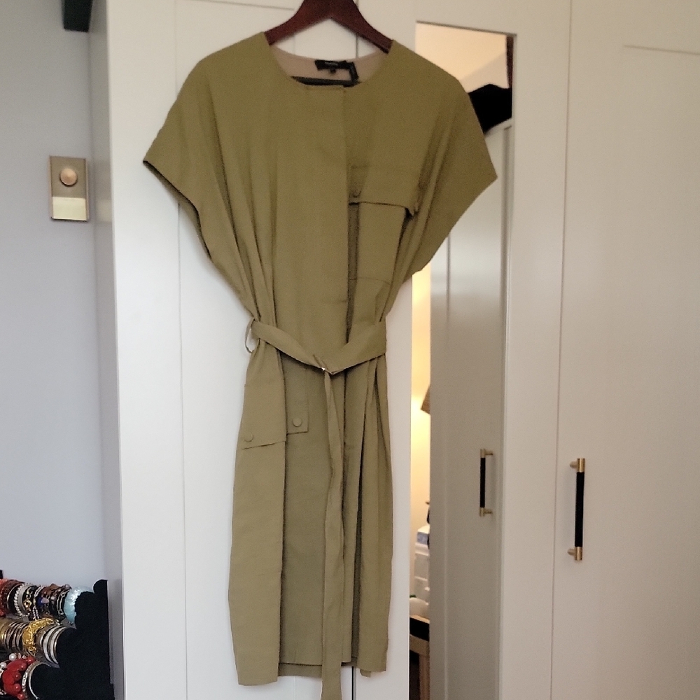 Olive Green Belted Dress